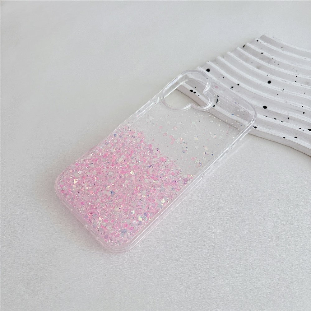 For iPhone 17 Case Sparkle Sequins Luminous Epoxy TPU Phone Cover