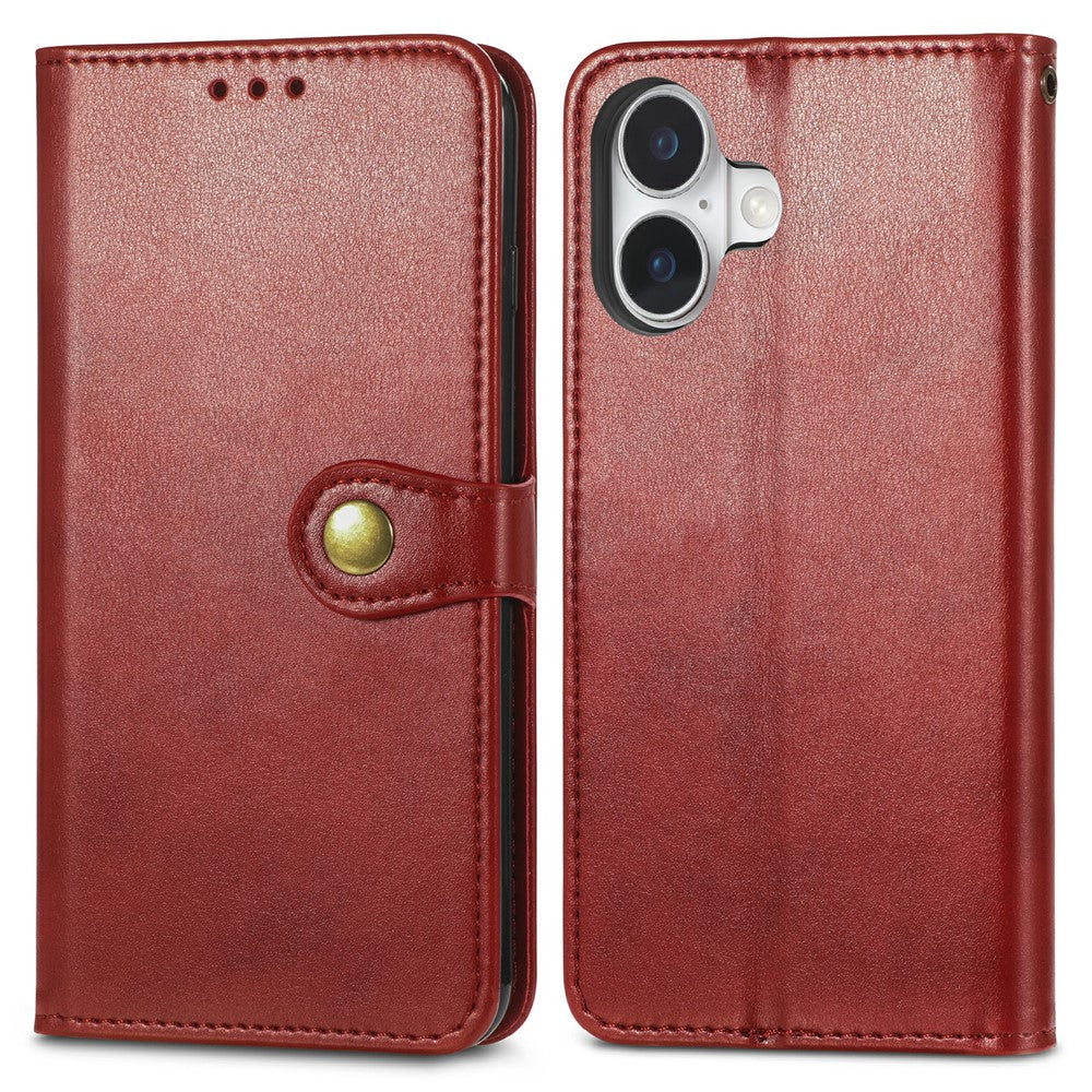 For iPhone 17 Case Wallet Stand Leather Phone Cover with Wrist Strap