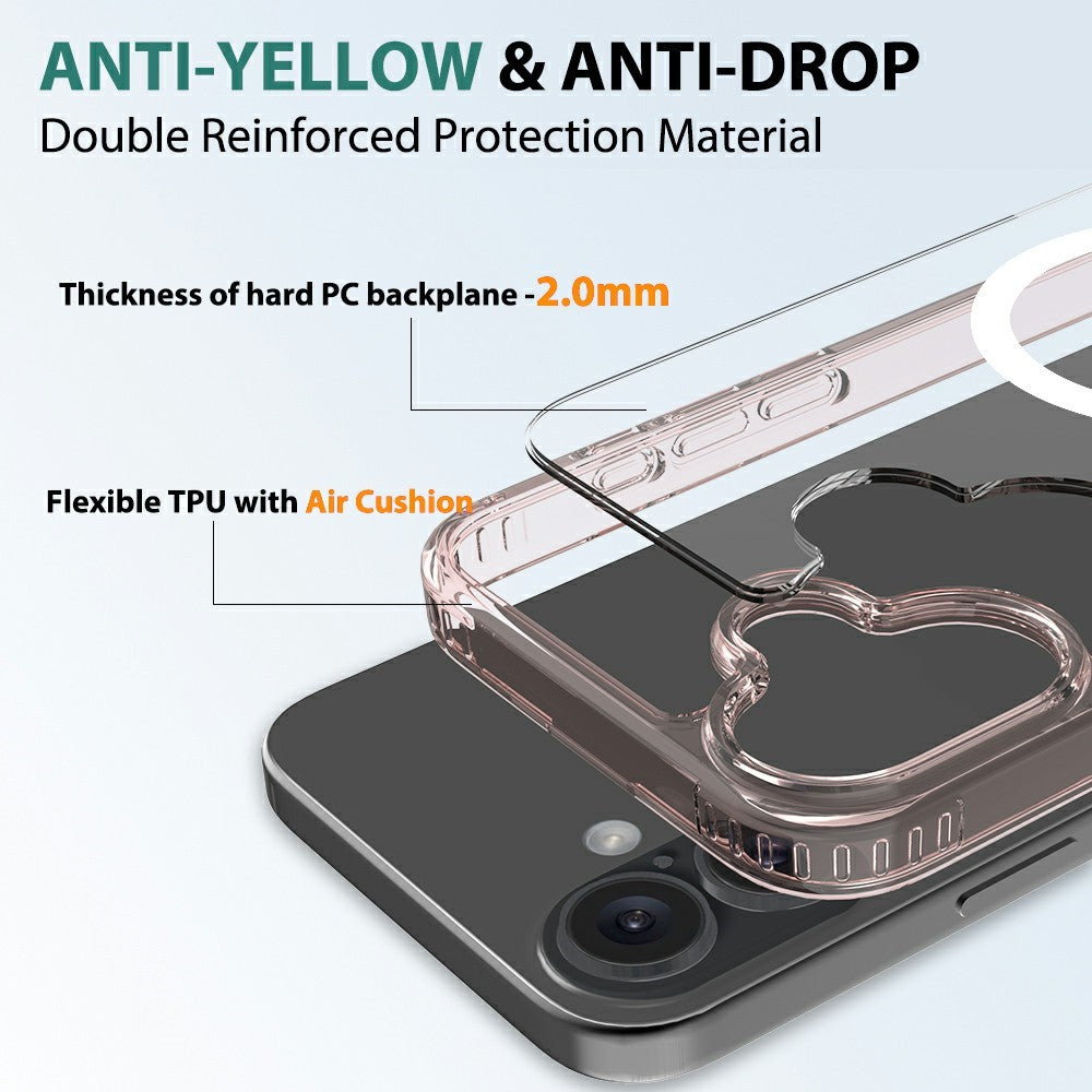 For iPhone 16 Case Compatible with MagSafe PC + TPU Clear Phone Cover with Tempered Glass Screen Protector