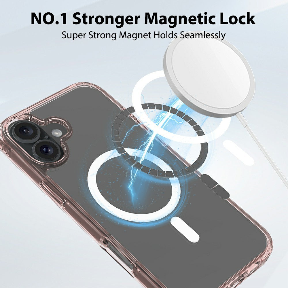 For iPhone 16 Case Compatible with MagSafe PC + TPU Clear Phone Cover with Tempered Glass Screen Protector