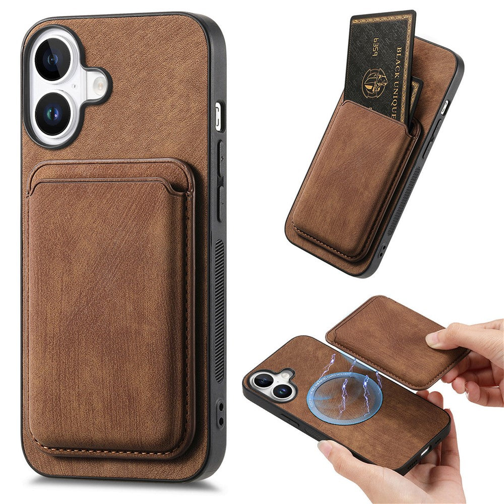 For iPhone 17 Case Retro Leather + TPU Phone Cover with Detachable Card Slot