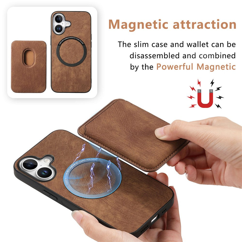 For iPhone 17 Case Retro Leather + TPU Phone Cover with Detachable Card Slot