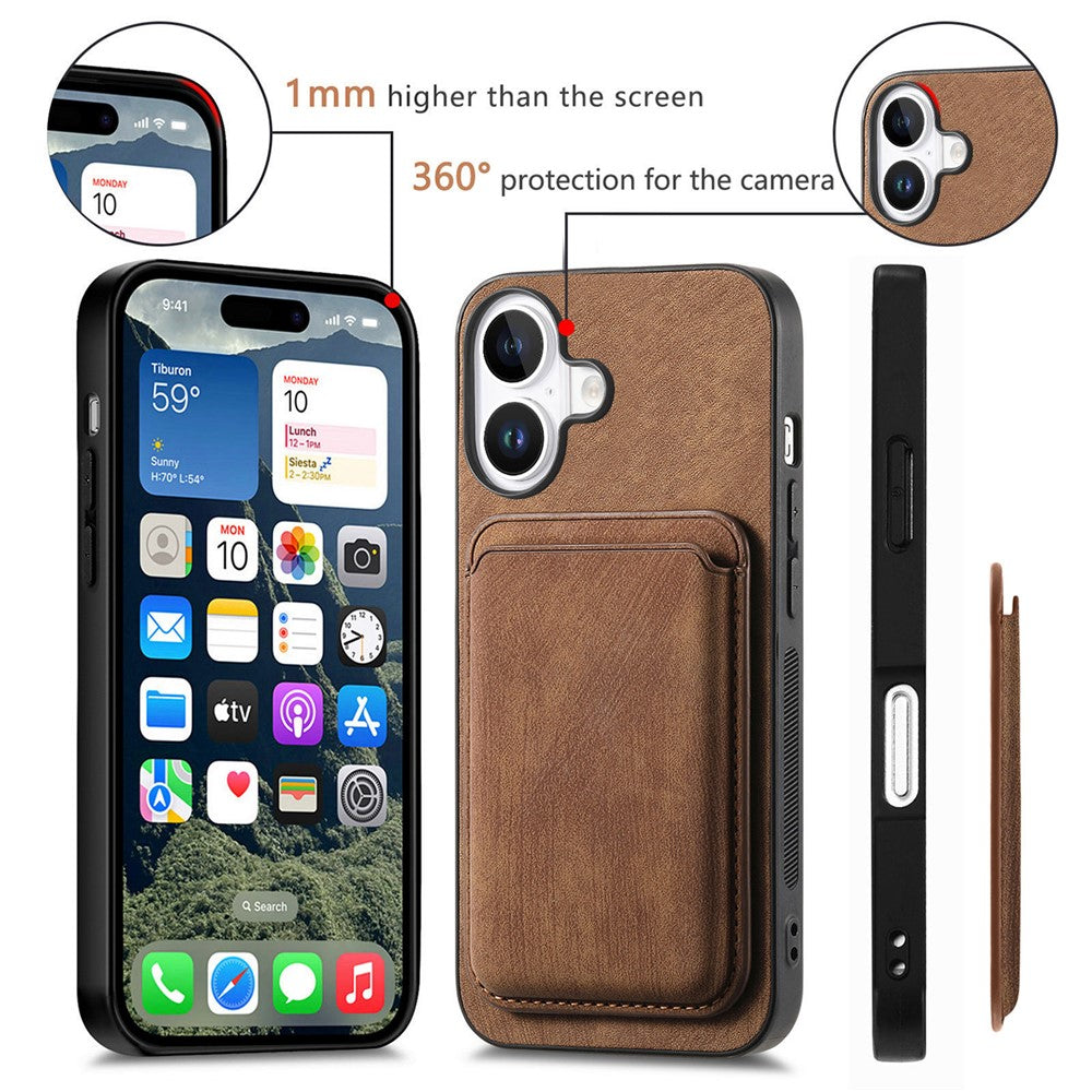 For iPhone 17 Case Retro Leather + TPU Phone Cover with Detachable Card Slot