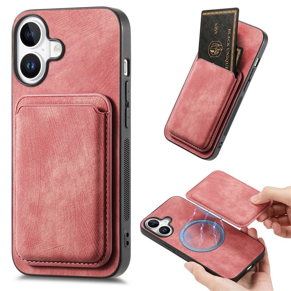 For iPhone 17 Case Retro Leather + TPU Phone Cover with Detachable Card Slot