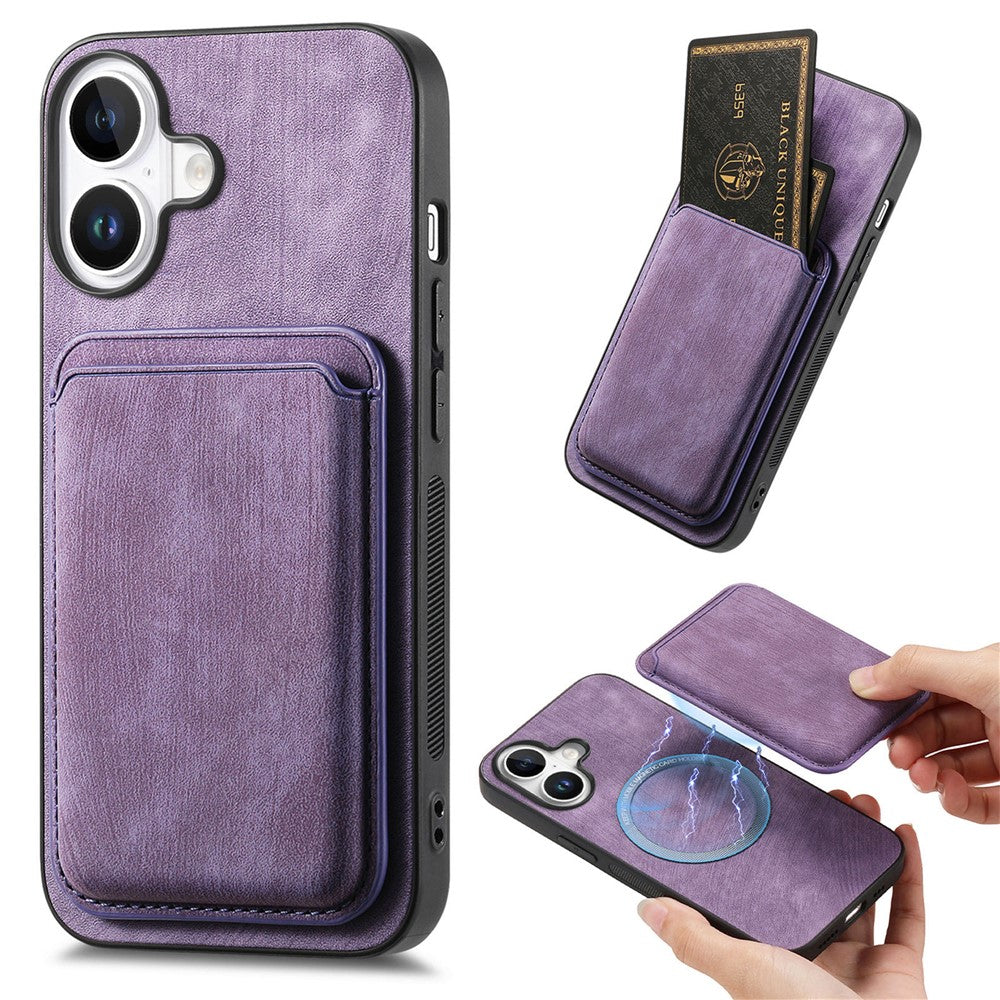For iPhone 17 Case Retro Leather + TPU Phone Cover with Detachable Card Slot