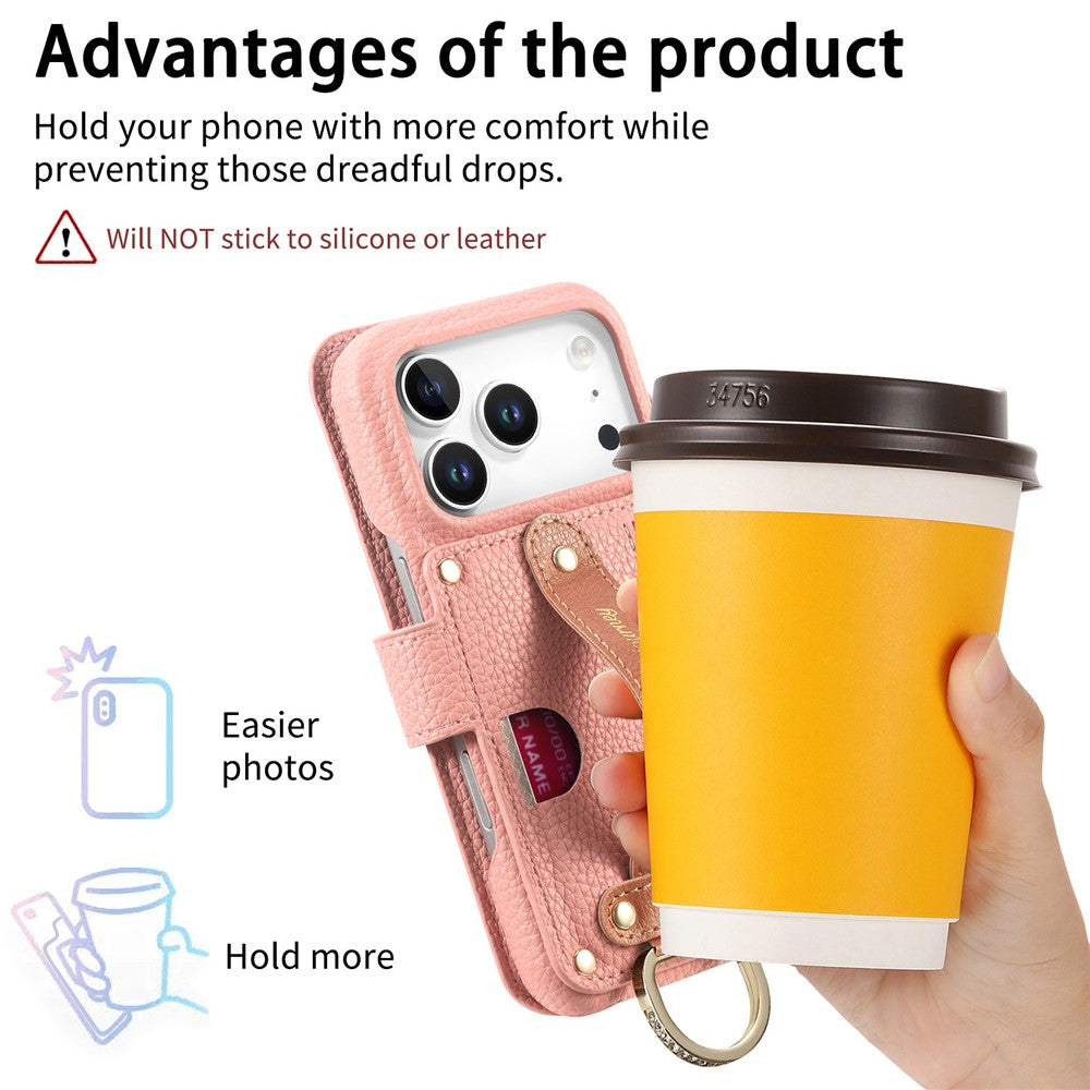 For iPhone 17 Pro Max Case RFID Blocking Zipper Wallet PU Leather Mobile Cover