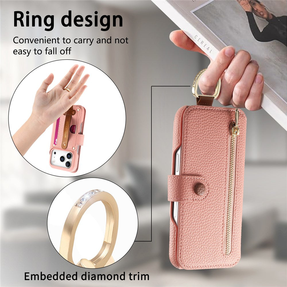 For iPhone 17 Pro Max Case RFID Blocking Zipper Wallet PU Leather Mobile Cover