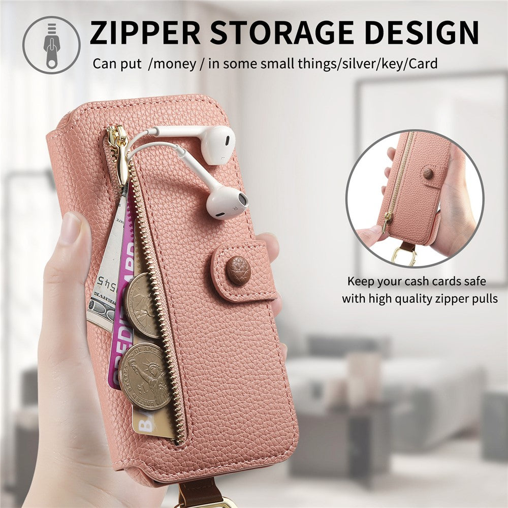 For iPhone 17 Pro Max Case RFID Blocking Zipper Wallet PU Leather Mobile Cover