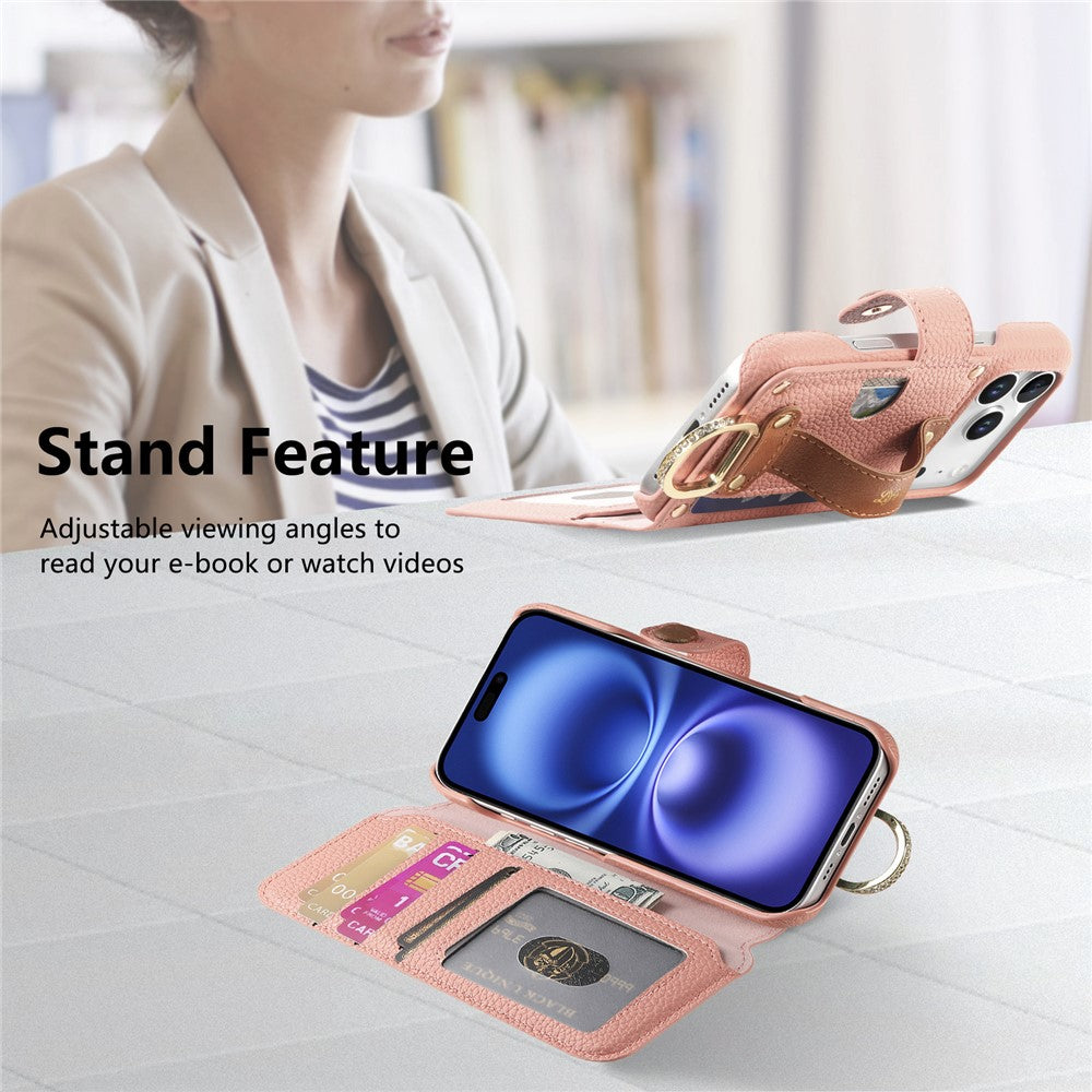 For iPhone 17 Pro Max Case RFID Blocking Zipper Wallet PU Leather Mobile Cover