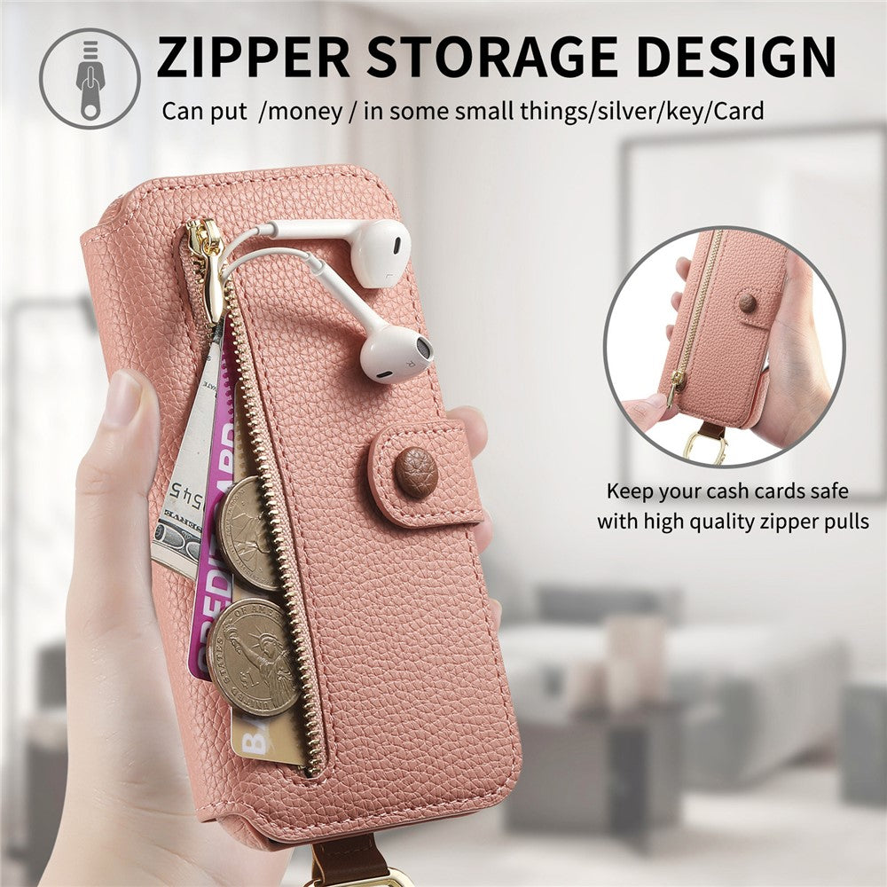 For iPhone Air Case RFID Blocking Zipper Wallet PU Leather Mobile Cover