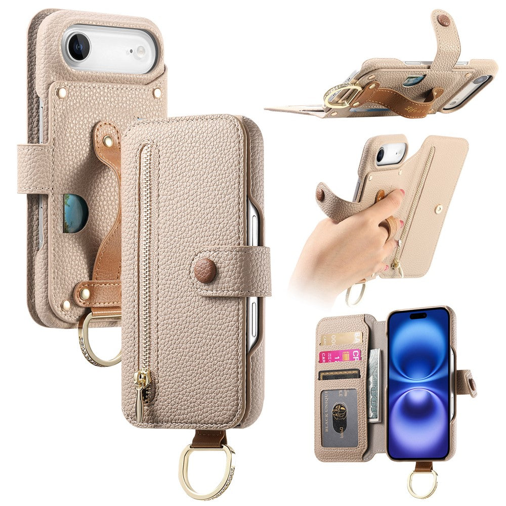 For iPhone Air Case RFID Blocking Zipper Wallet PU Leather Mobile Cover