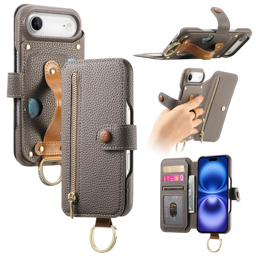 For iPhone Air Case RFID Blocking Zipper Wallet PU Leather Mobile Cover