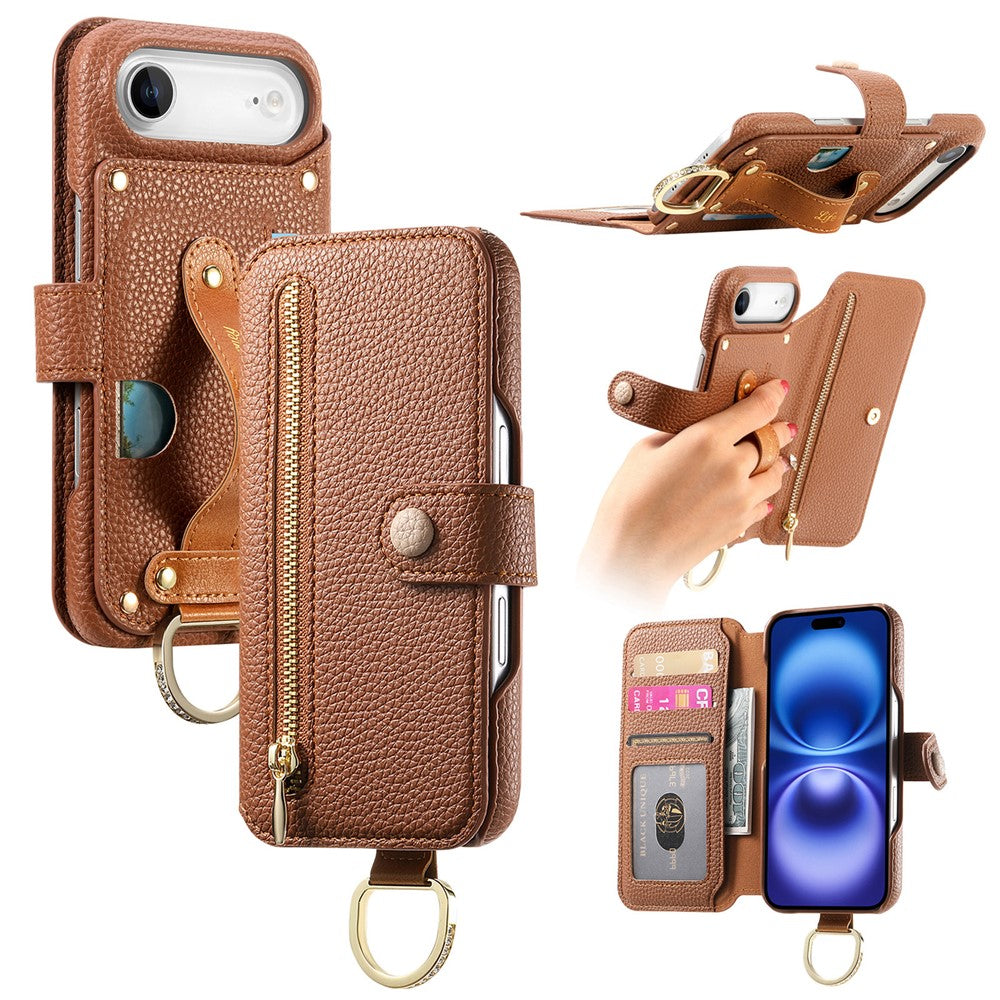 For iPhone Air Case RFID Blocking Zipper Wallet PU Leather Mobile Cover