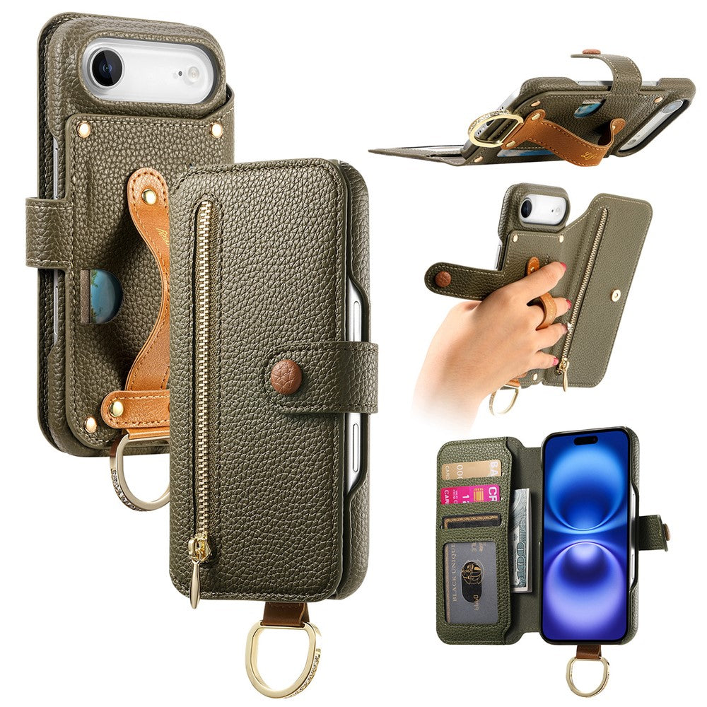 For iPhone Air Case RFID Blocking Zipper Wallet PU Leather Mobile Cover