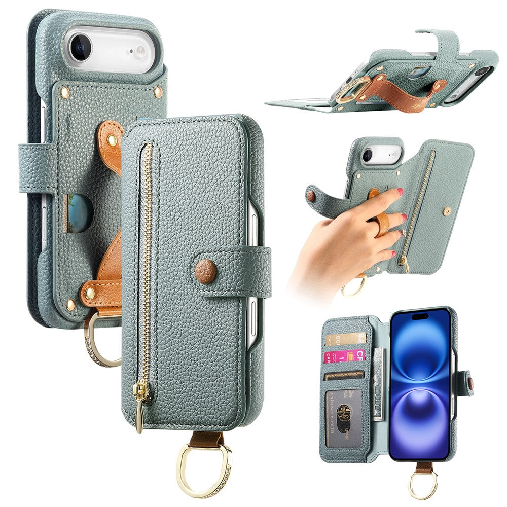 For iPhone Air Case RFID Blocking Zipper Wallet PU Leather Mobile Cover