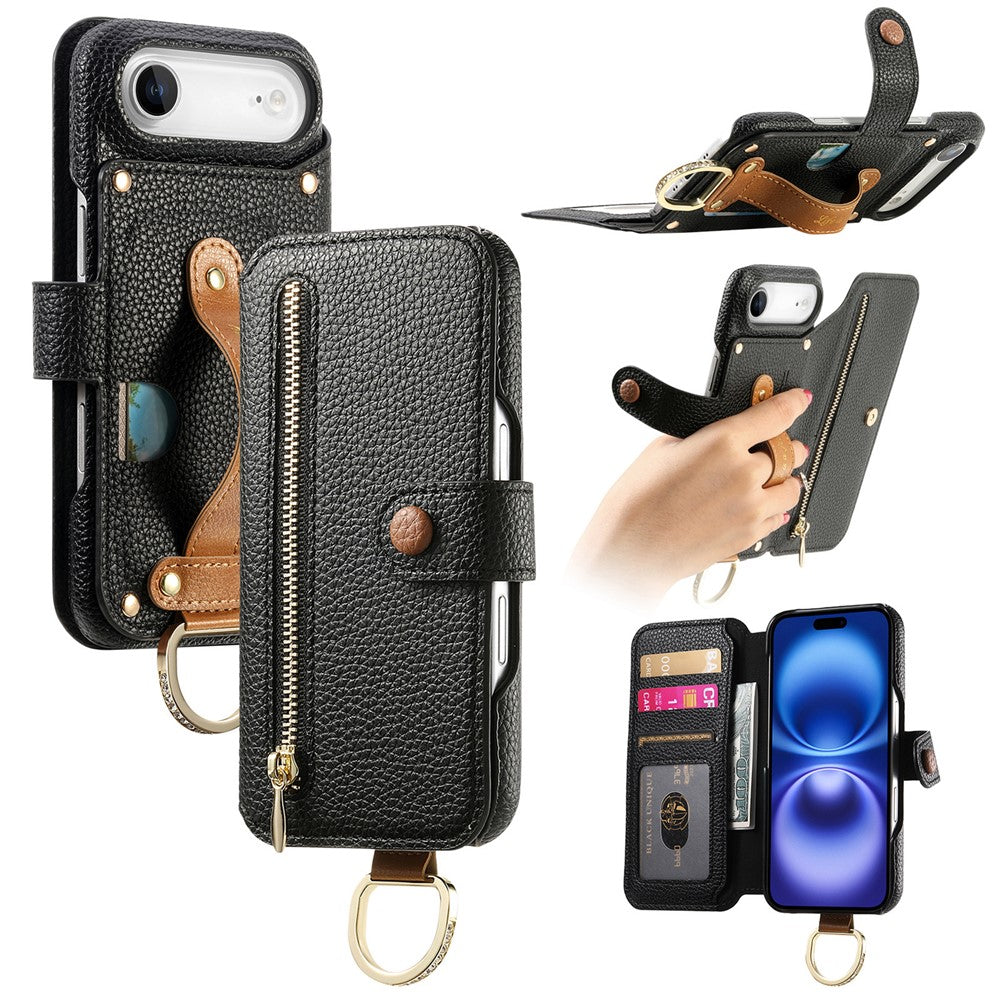 For iPhone Air Case RFID Blocking Zipper Wallet PU Leather Mobile Cover