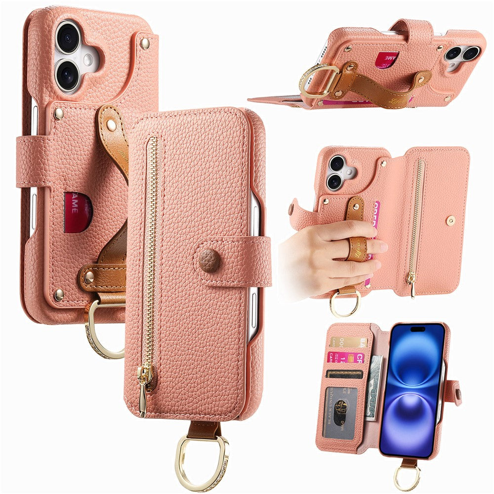 For iPhone 17 Case RFID Blocking Zipper Wallet PU Leather Mobile Cover