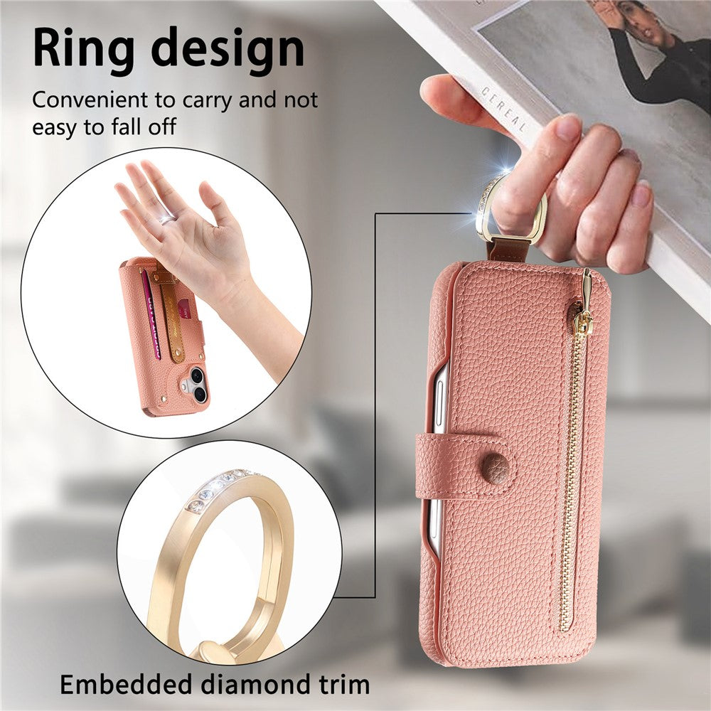 For iPhone 17 Case RFID Blocking Zipper Wallet PU Leather Mobile Cover