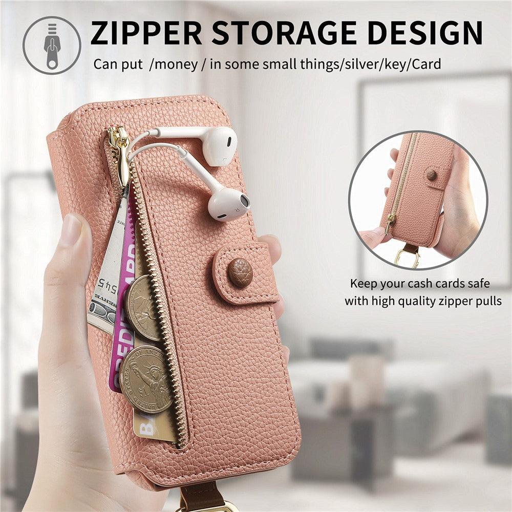 For iPhone 17 Case RFID Blocking Zipper Wallet PU Leather Mobile Cover