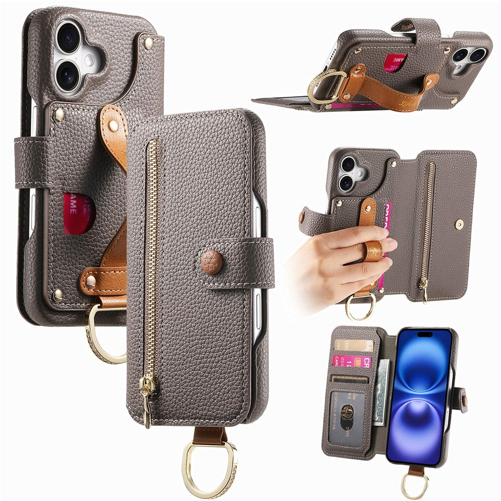 For iPhone 17 Case RFID Blocking Zipper Wallet PU Leather Mobile Cover