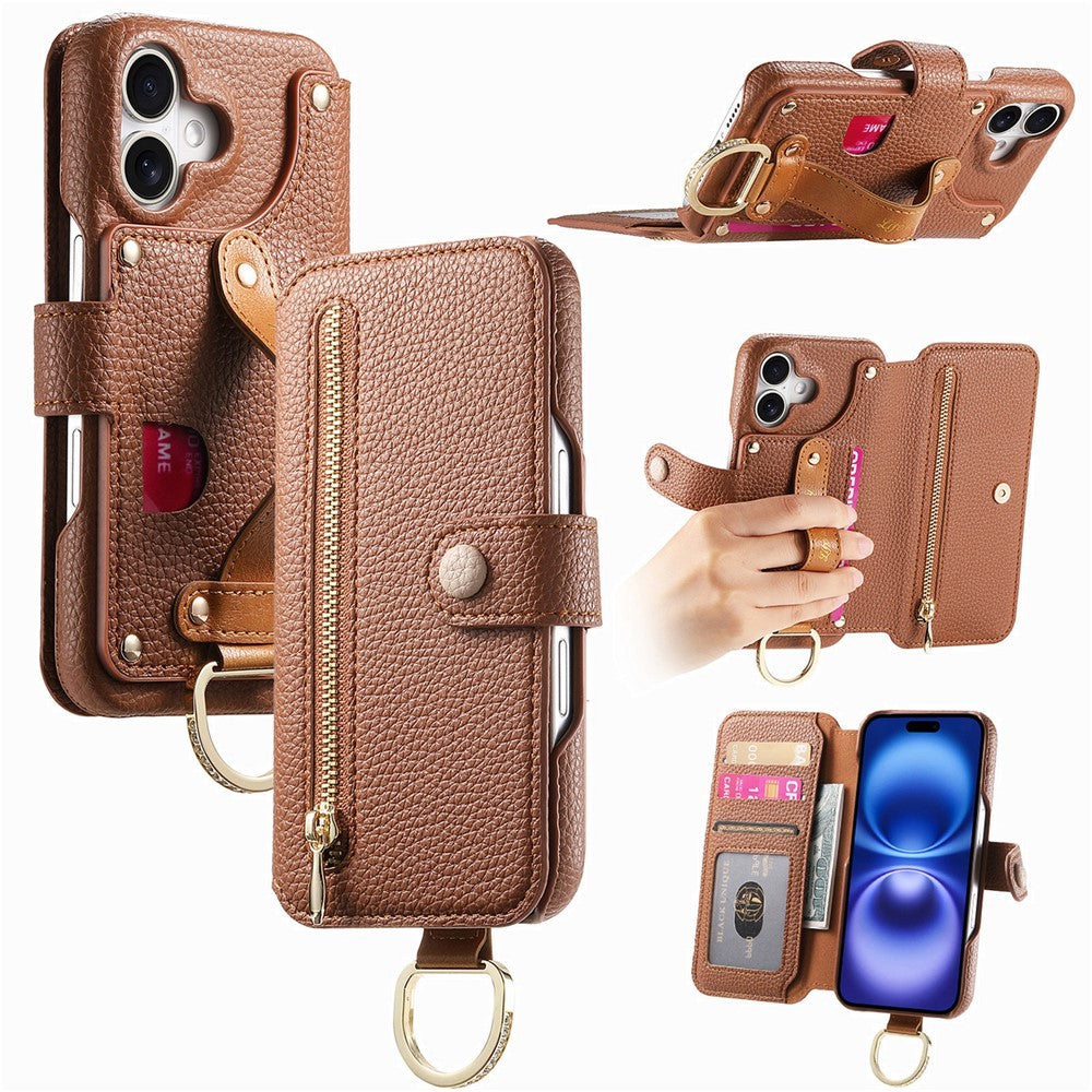 For iPhone 17 Case RFID Blocking Zipper Wallet PU Leather Mobile Cover