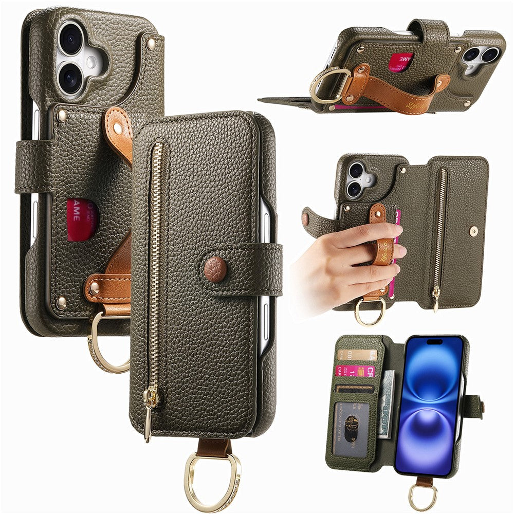 For iPhone 17 Case RFID Blocking Zipper Wallet PU Leather Mobile Cover