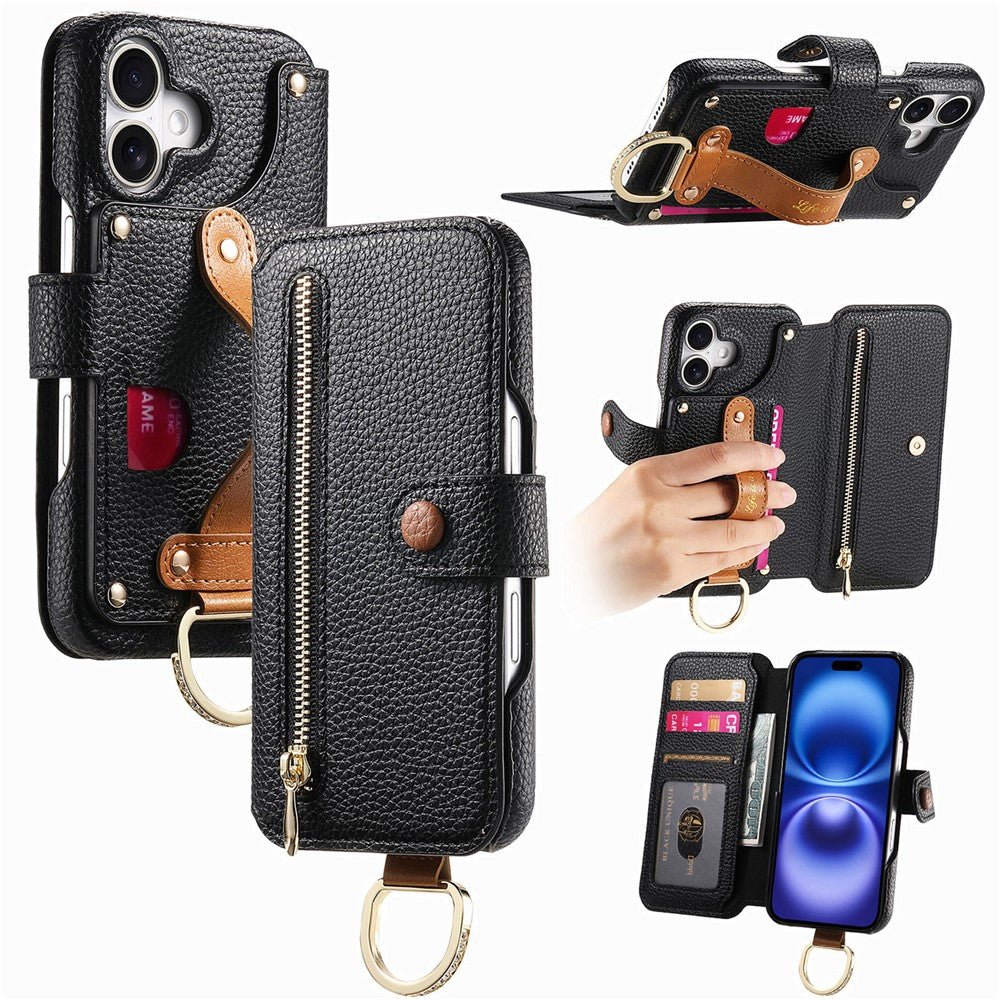 For iPhone 17 Case RFID Blocking Zipper Wallet PU Leather Mobile Cover