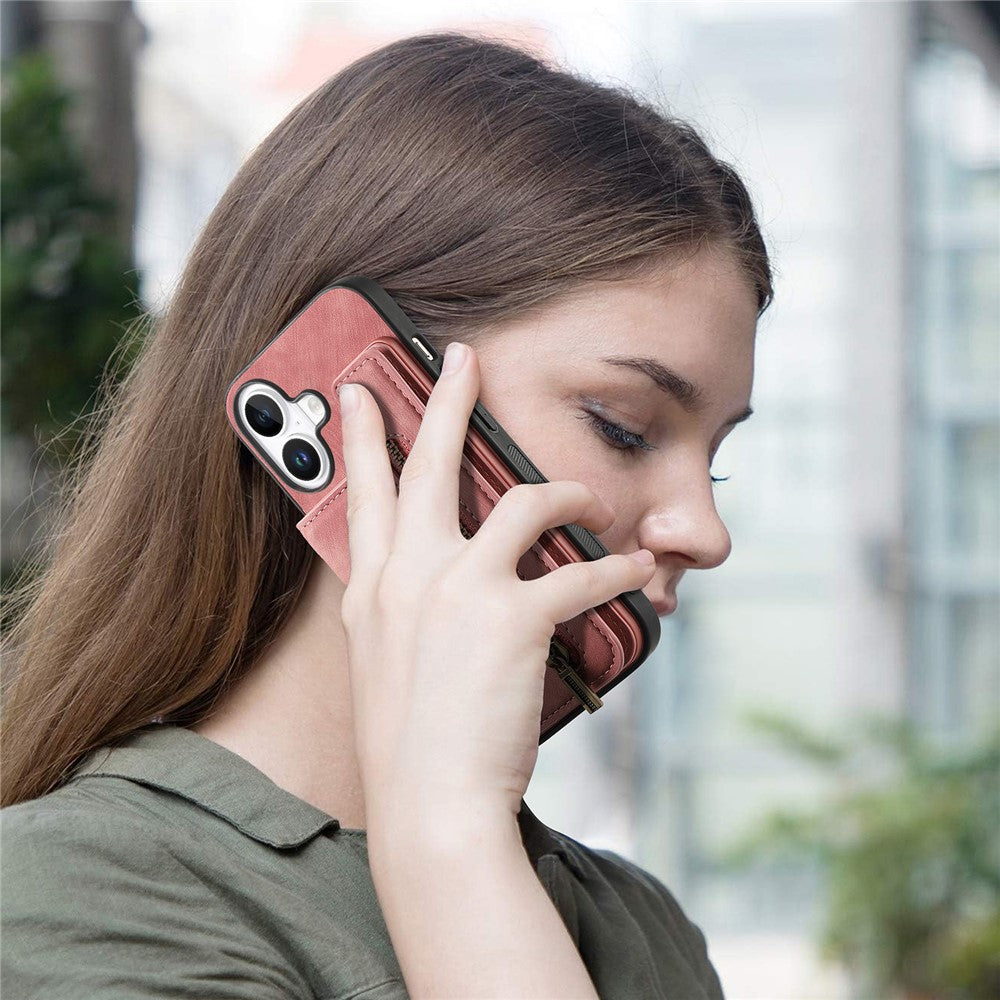 Étui pour iPhone 17 avec porte-cartes zippé et coque de téléphone rétro en cuir TPU