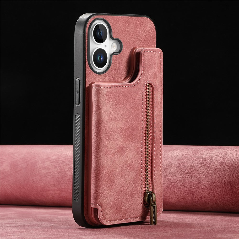 Étui pour iPhone 17 avec porte-cartes zippé et coque de téléphone rétro en cuir TPU