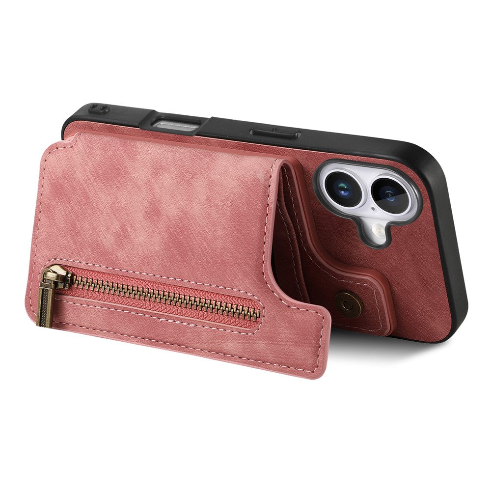Étui pour iPhone 17 avec porte-cartes zippé et coque de téléphone rétro en cuir TPU