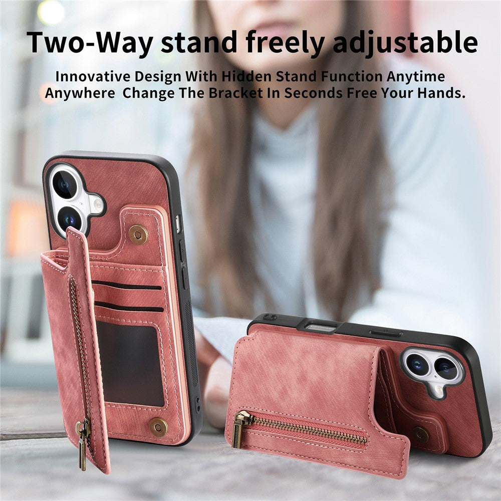 Étui pour iPhone 17 avec porte-cartes zippé et coque de téléphone rétro en cuir TPU