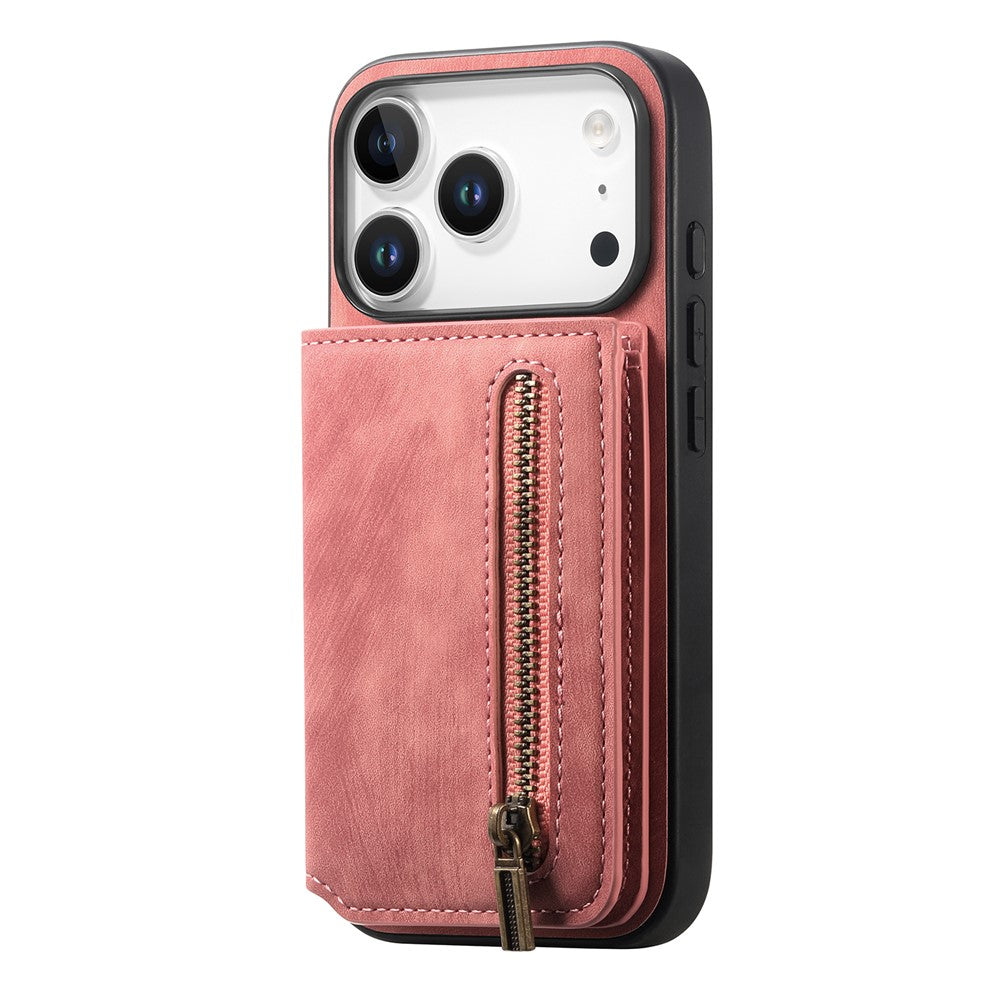 For iPhone 17 Pro Max Case with Zipper Card Holder Retro Leather TPU Phone Cover