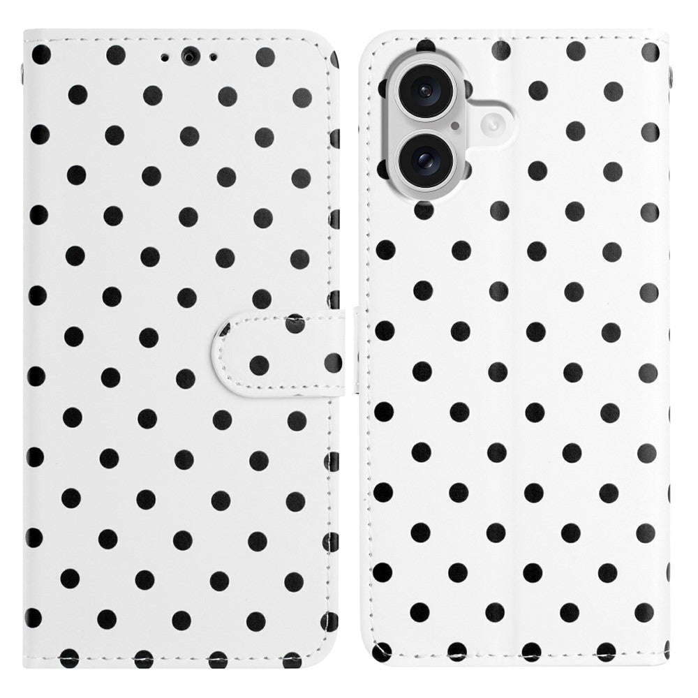 For iPhone 17 Leather Case Polka Dot Pattern Wallet Stand Folio Phone Cover
