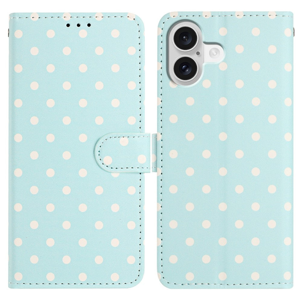 For iPhone 17 Leather Case Polka Dot Pattern Wallet Stand Folio Phone Cover
