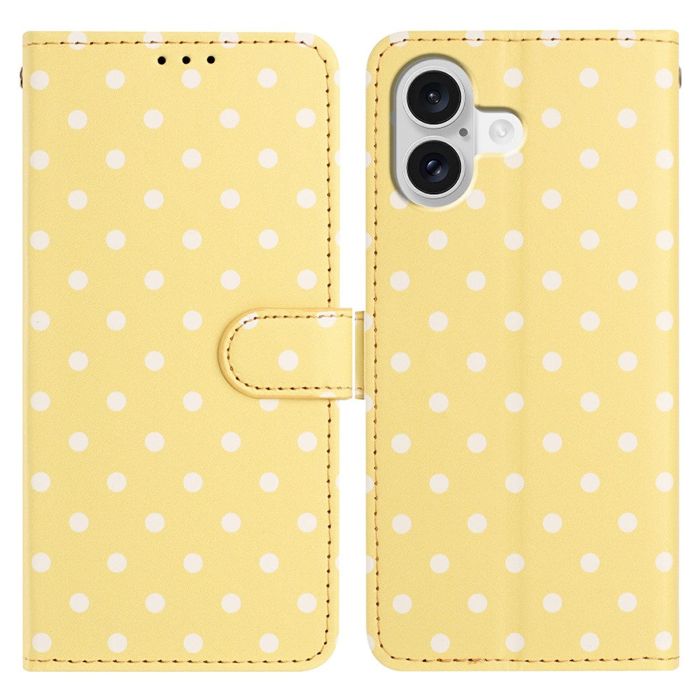 For iPhone 17 Leather Case Polka Dot Pattern Wallet Stand Folio Phone Cover