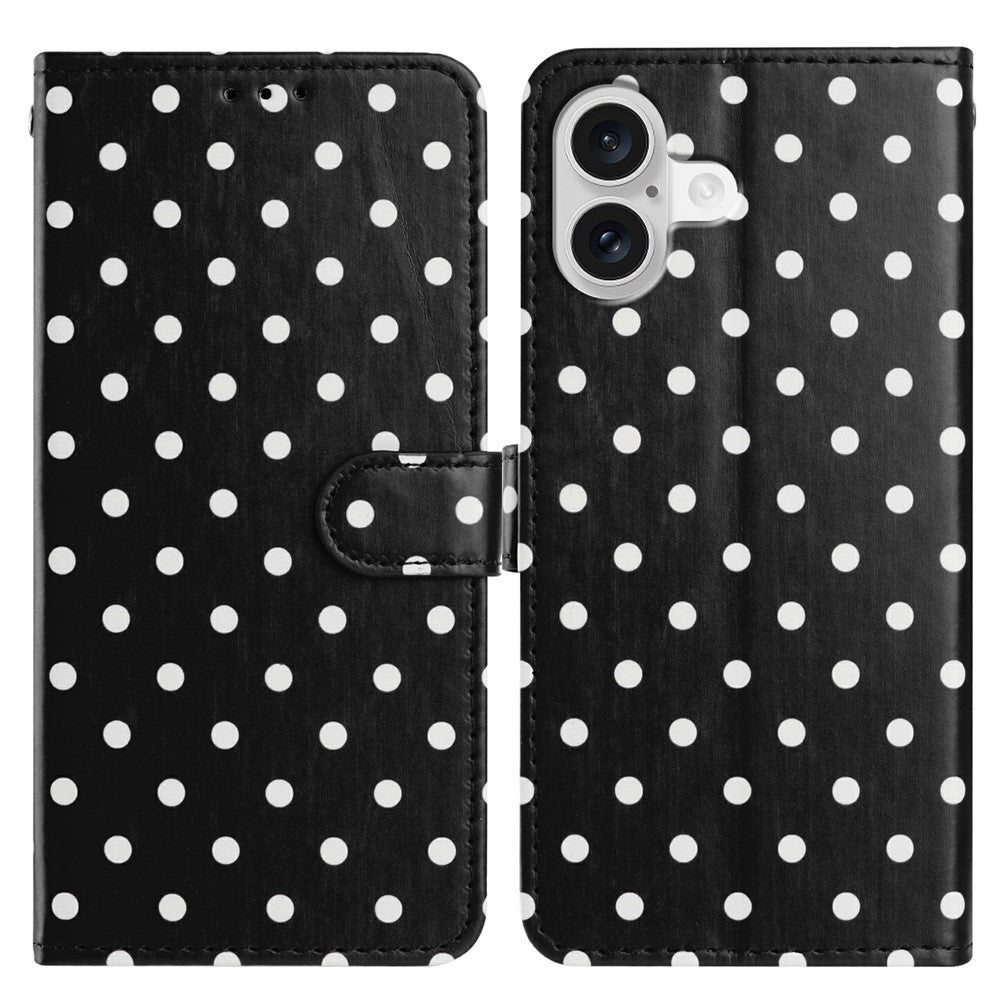 For iPhone 17 Leather Case Polka Dot Pattern Wallet Stand Folio Phone Cover