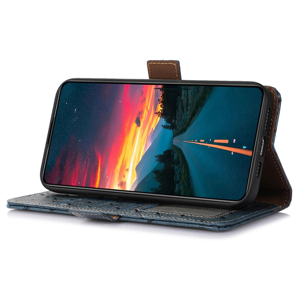 For Xiaomi 15T Case RFID Blocking Genuine Cow Leather Phone Case Ostrich Texture