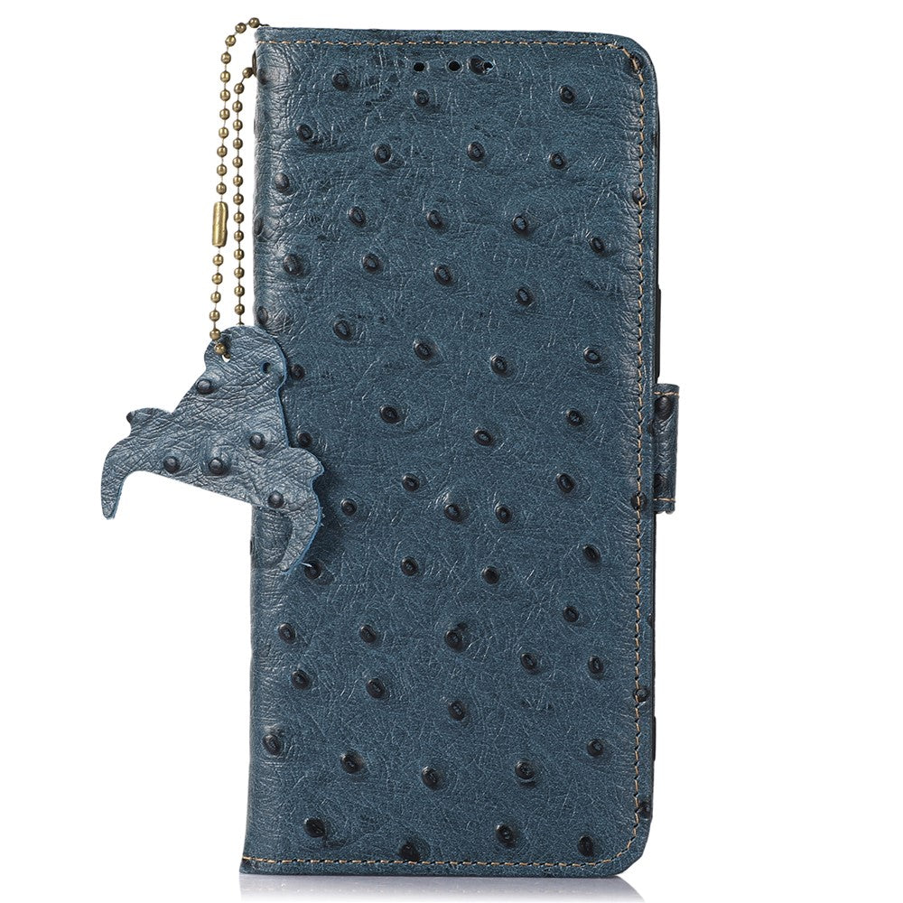 For Xiaomi 15T Case RFID Blocking Genuine Cow Leather Phone Case Ostrich Texture