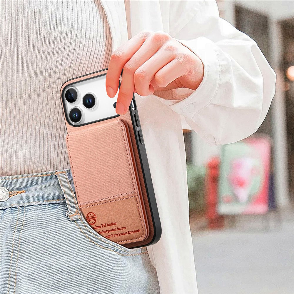 Étui pour iPhone 17 Pro en similicuir texturé + PC + TPU, protection RFID et porte-cartes inclus