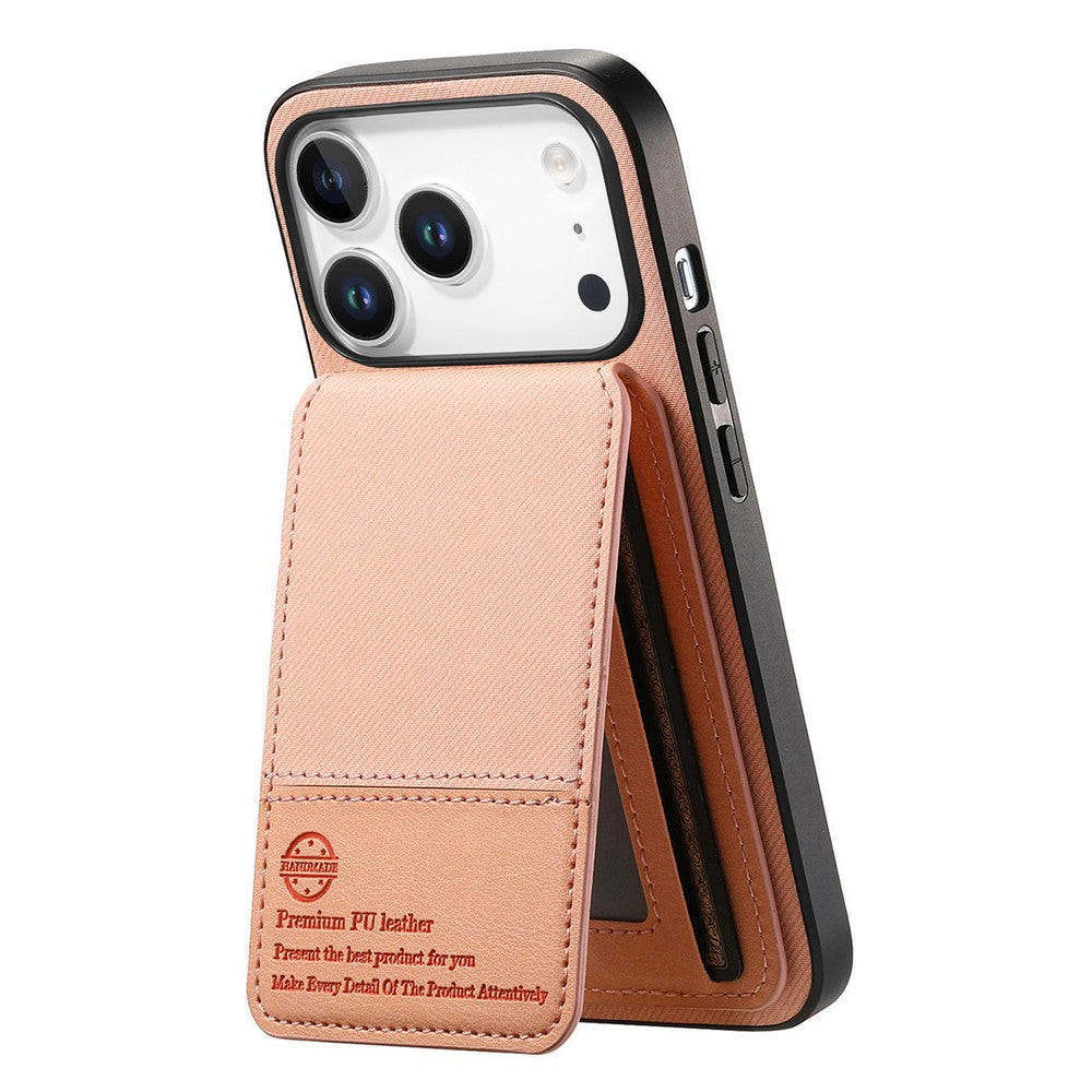 Étui pour iPhone 17 Pro en similicuir texturé + PC + TPU, protection RFID et porte-cartes inclus