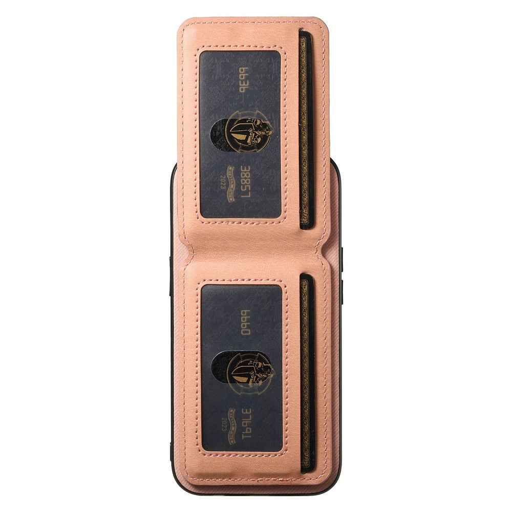 Étui pour iPhone 17 Pro en similicuir texturé + PC + TPU, protection RFID et porte-cartes inclus