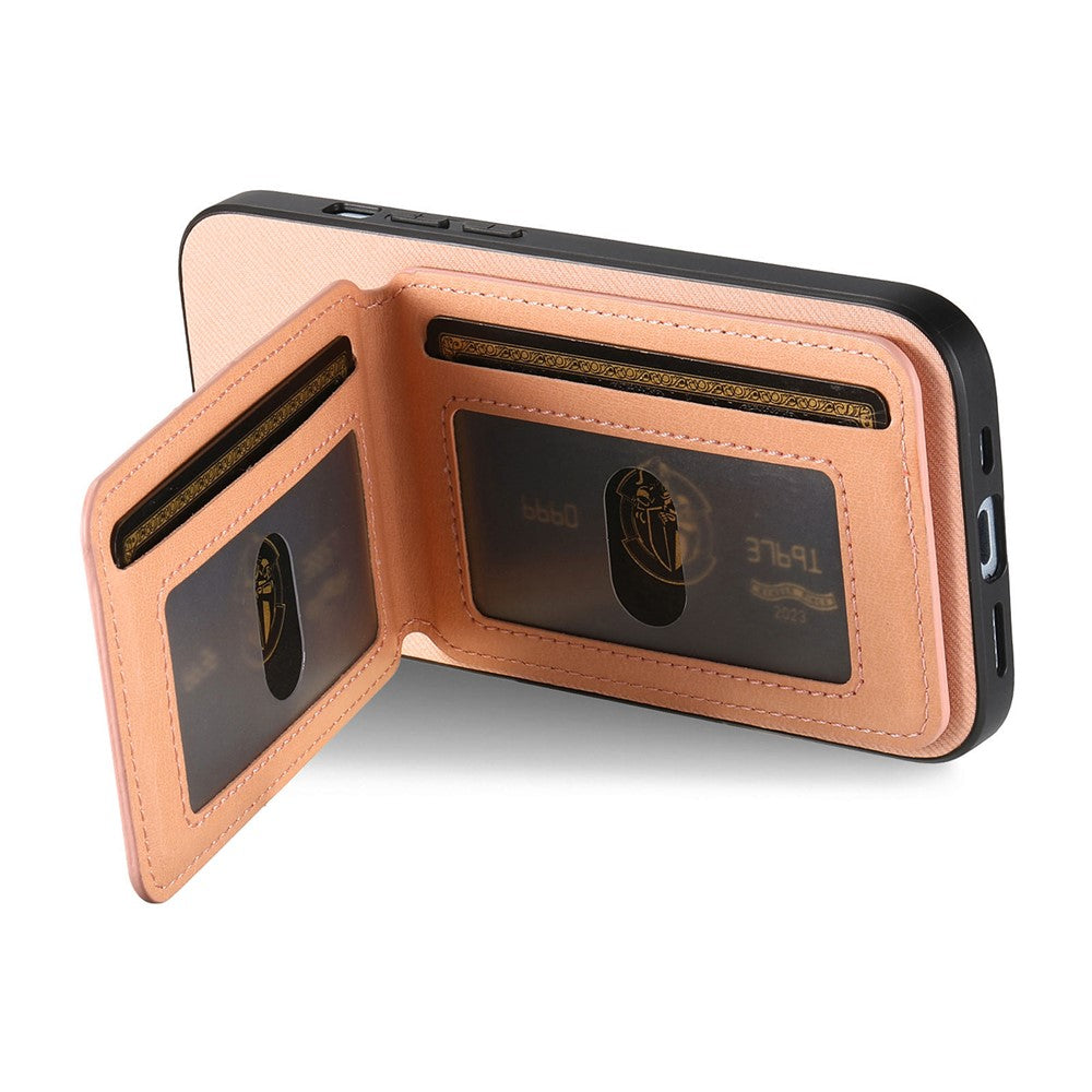 Étui pour iPhone 17 Pro en similicuir texturé + PC + TPU, protection RFID et porte-cartes inclus