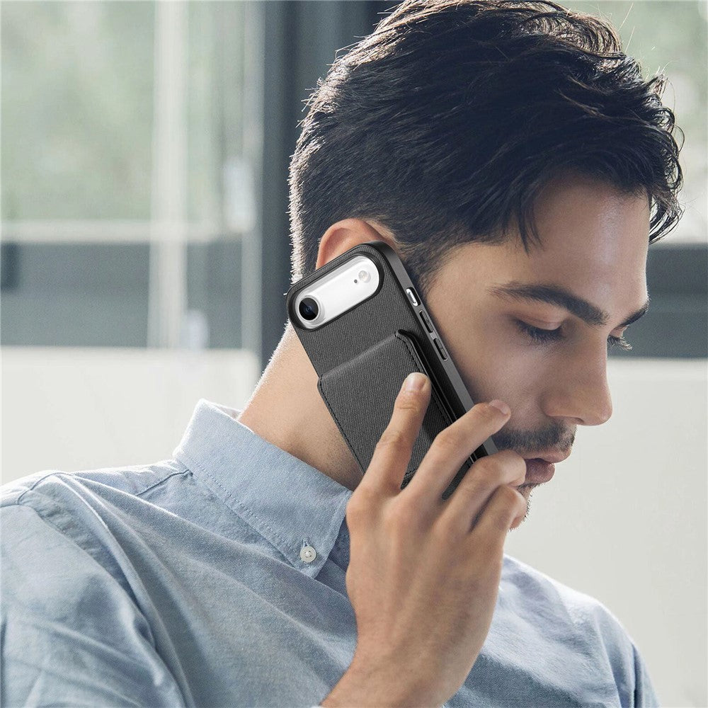 For iPhone Air Case Cloth Texture Leather + PC + TPU RFID Blocking Phone Cover with Card Holder