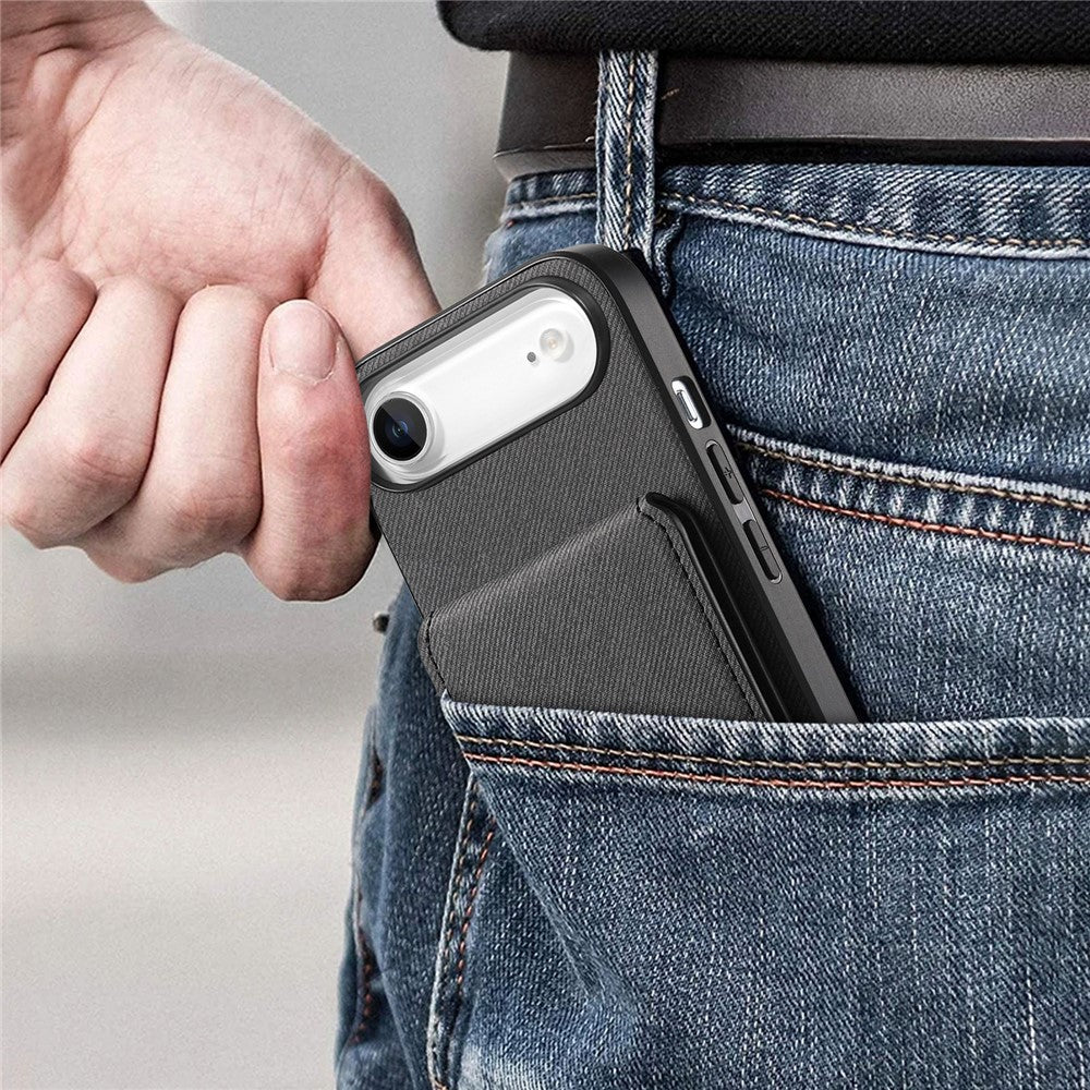 For iPhone Air Case Cloth Texture Leather + PC + TPU RFID Blocking Phone Cover with Card Holder