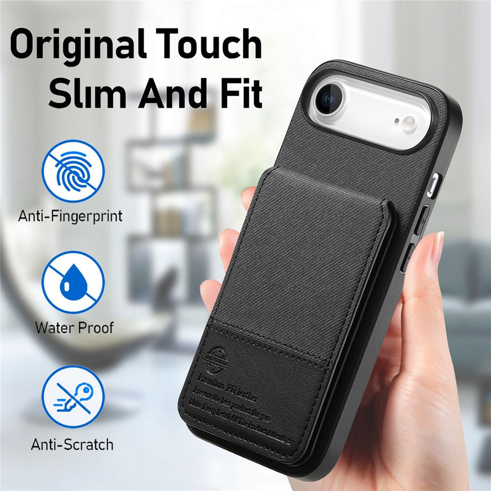 For iPhone Air Case Cloth Texture Leather + PC + TPU RFID Blocking Phone Cover with Card Holder