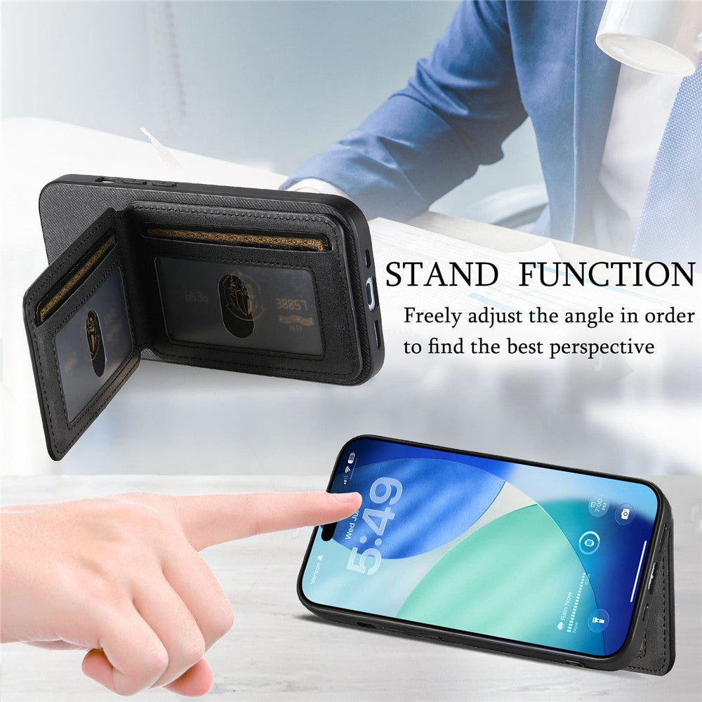 For iPhone Air Case Cloth Texture Leather + PC + TPU RFID Blocking Phone Cover with Card Holder