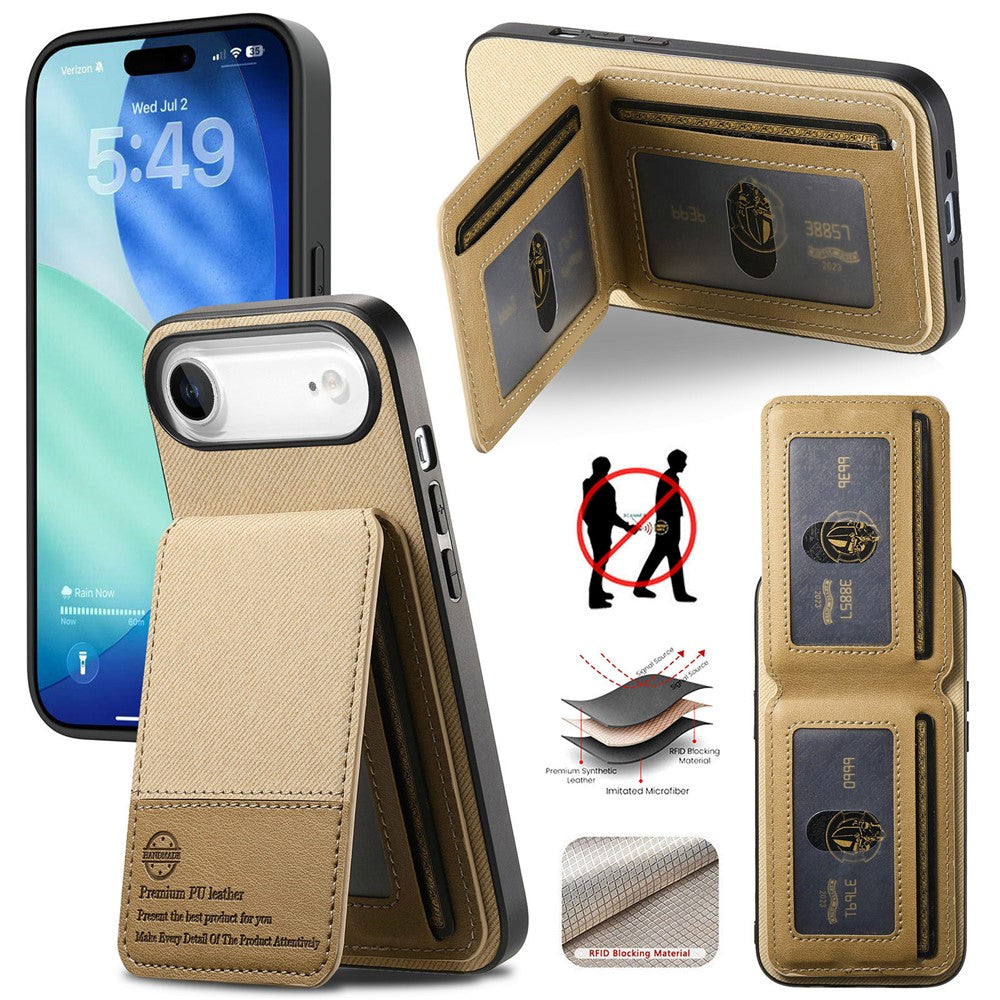 For iPhone Air Case Cloth Texture Leather + PC + TPU RFID Blocking Phone Cover with Card Holder