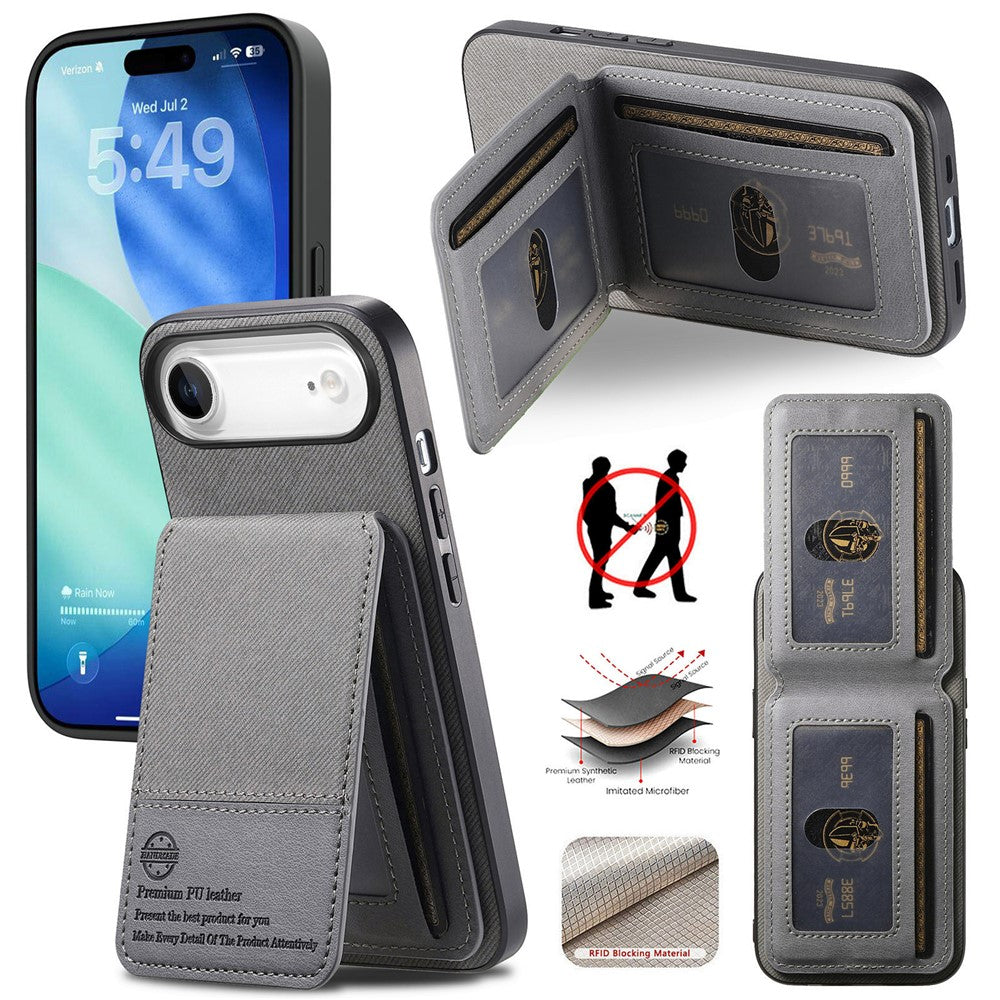 For iPhone Air Case Cloth Texture Leather + PC + TPU RFID Blocking Phone Cover with Card Holder