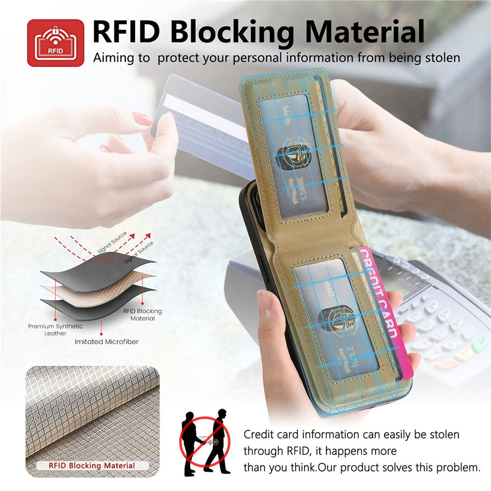 For iPhone 17 Case Cloth Texture Leather + PC + TPU RFID Blocking Phone Cover with Card Holder