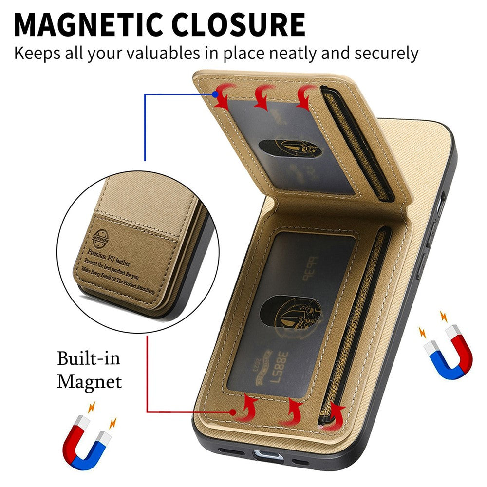 For iPhone 17 Case Cloth Texture Leather + PC + TPU RFID Blocking Phone Cover with Card Holder